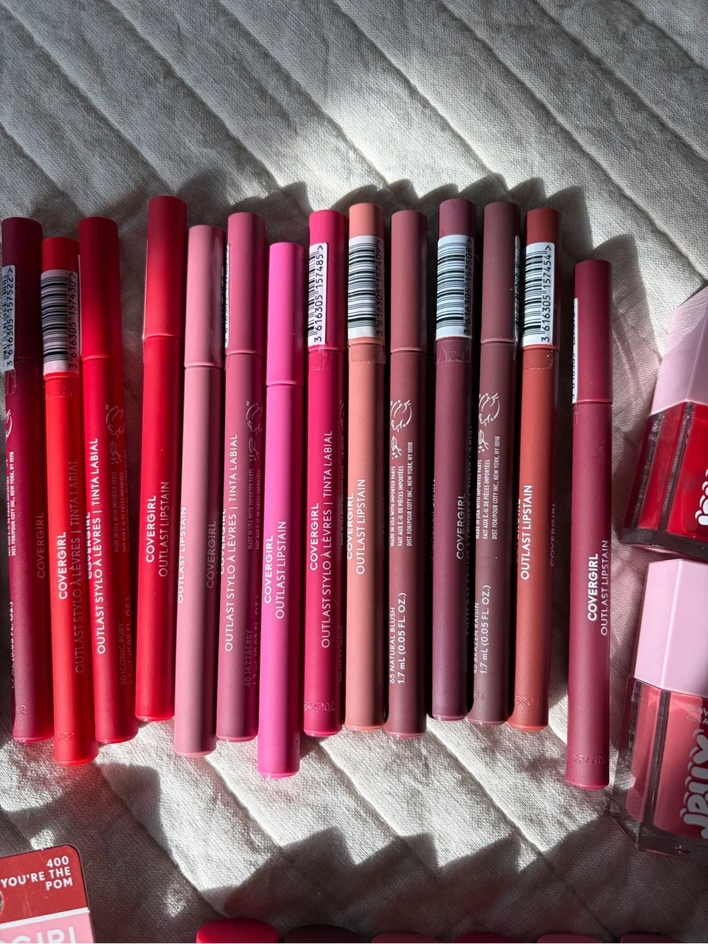 Covergirl lip products bundle jelly water tint, outlast lipstain, lip balm, blur